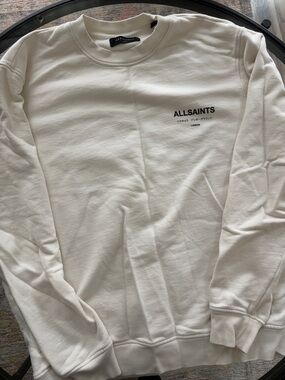 AllSaints Off-White Logo Backprint Sweatshirt